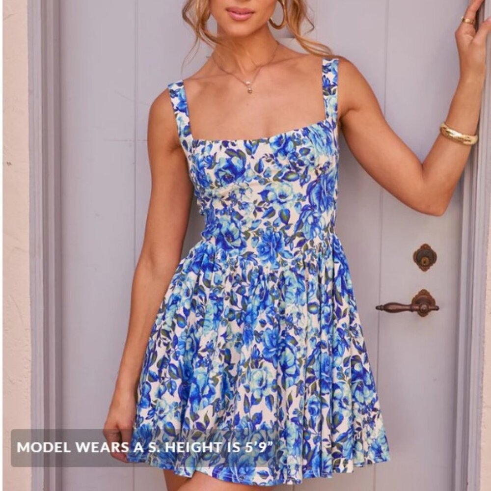 Spring Haze Floral Fit and Flare Mini Dress